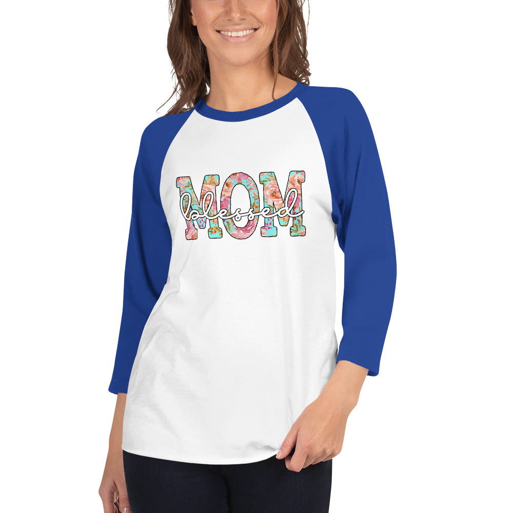 Blessed Mom 3/4 sleeve raglan shirt