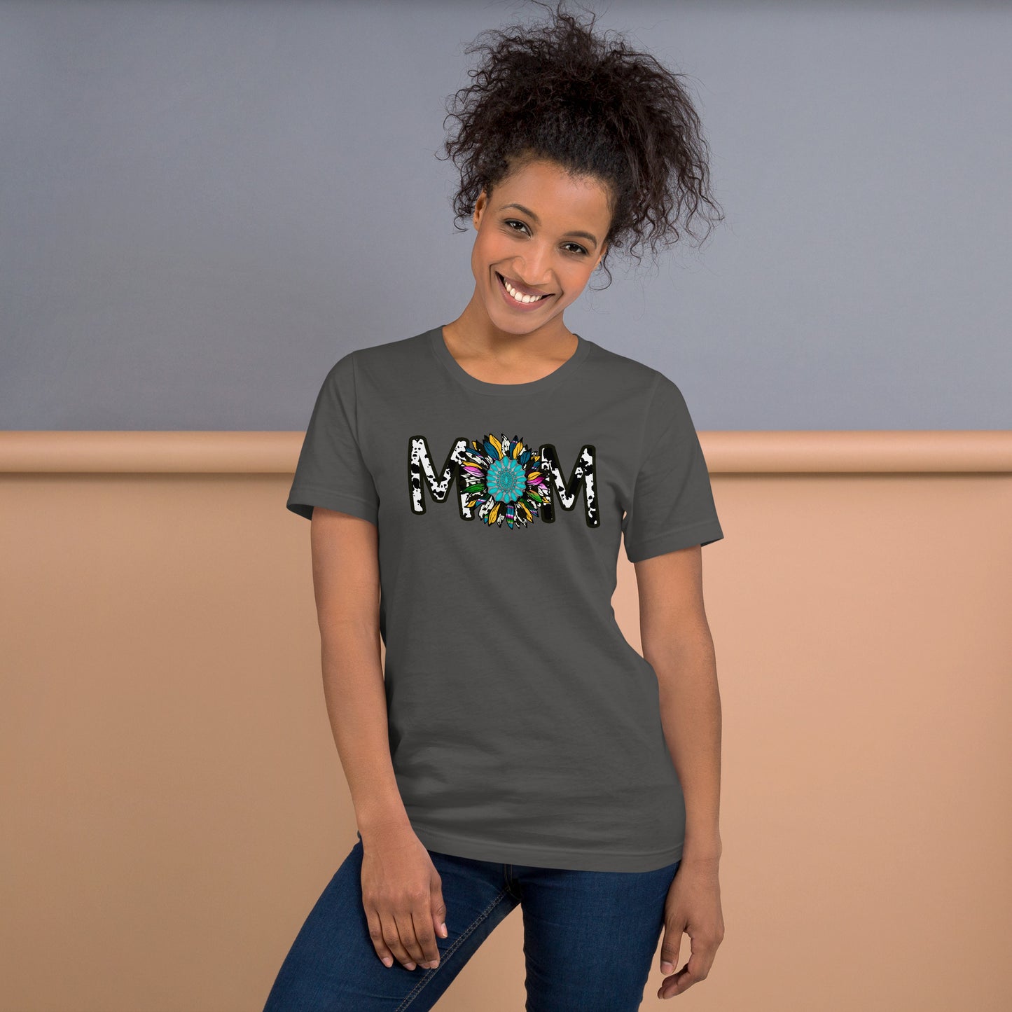 Cow Print and Sunflower Mom T-shirt