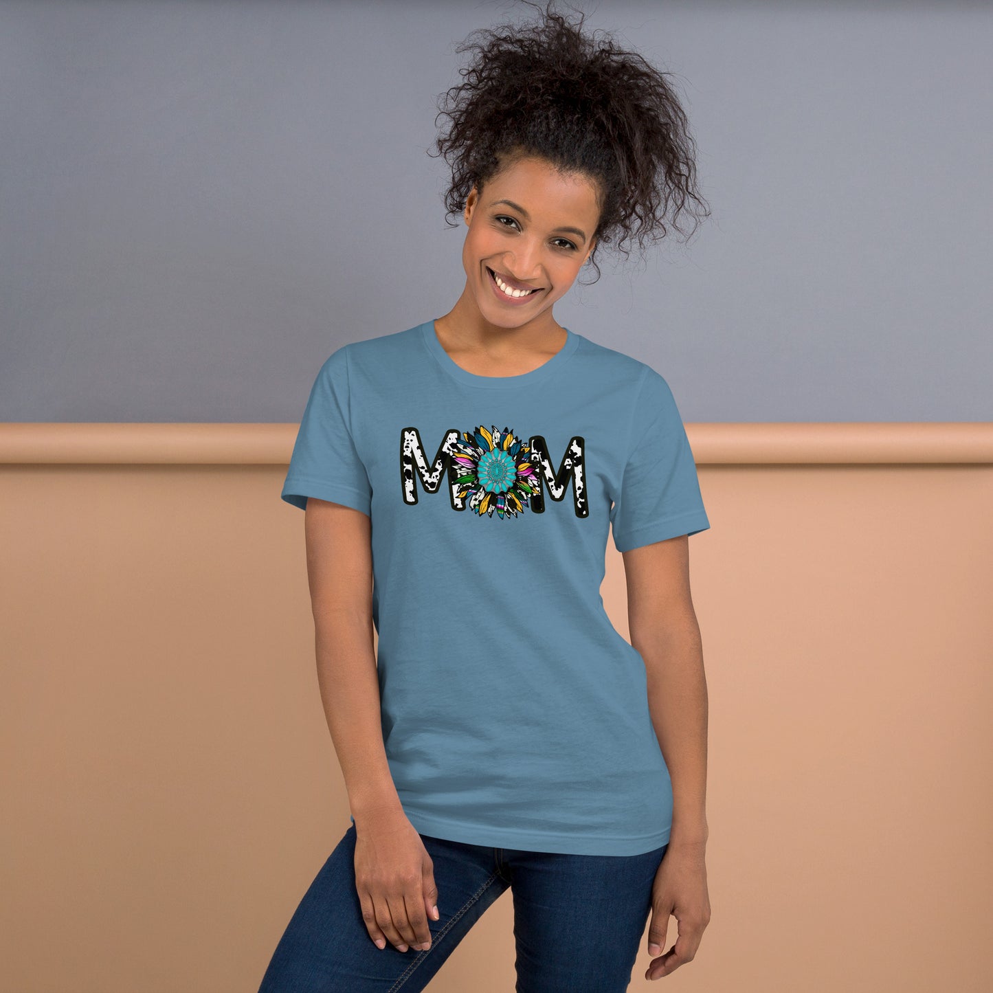 Cow Print and Sunflower Mom T-shirt