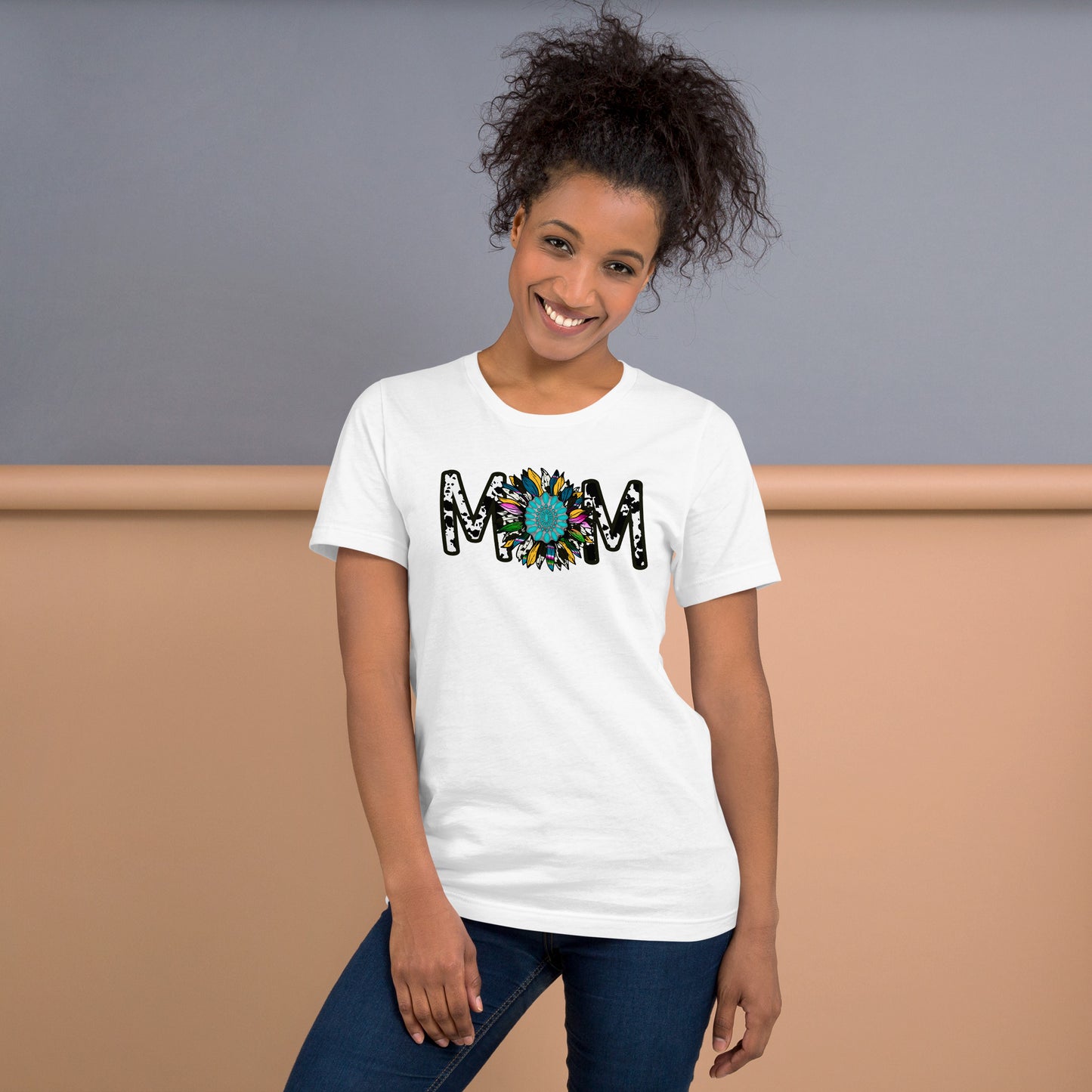 Cow Print and Sunflower Mom T-shirt