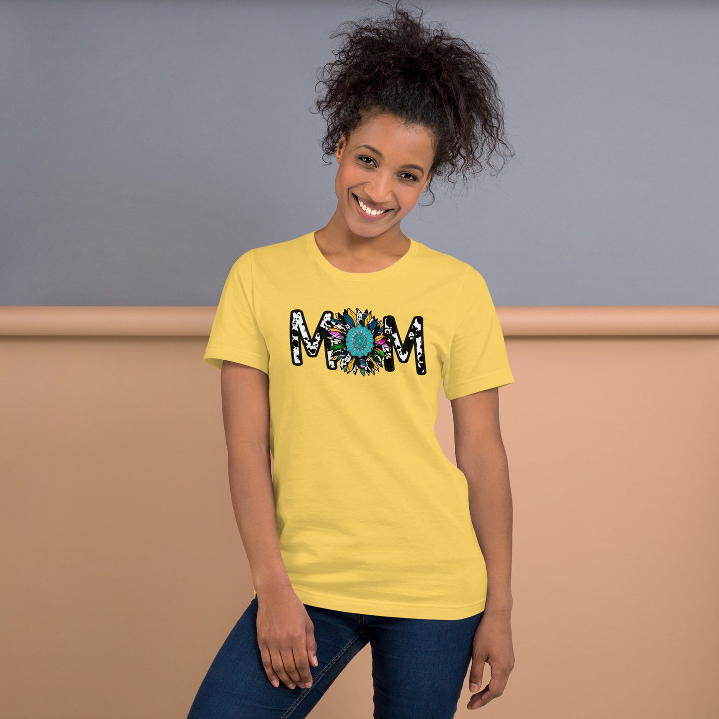 Cow Print and Sunflower Mom T-shirt